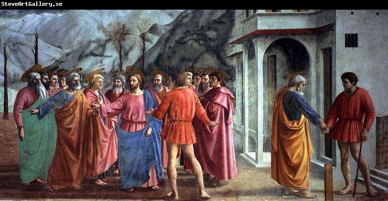 MASACCIO The Tribute Money, fresco in the Brancacci Chapel in Santa Maria del Carmine, Florence